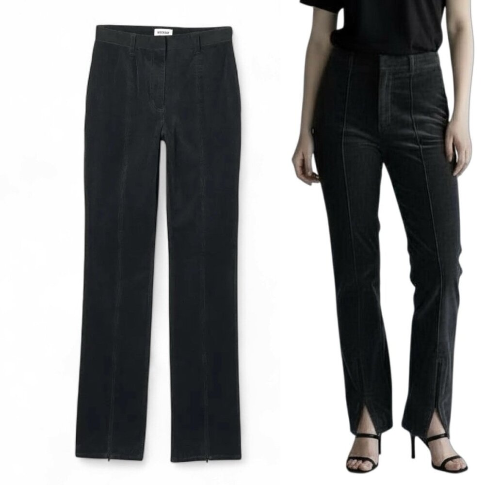 WEEKDAY Lynette Cord Trouser Pants Size 40 EU 8 US Corduroy Zip Hem Straight Leg